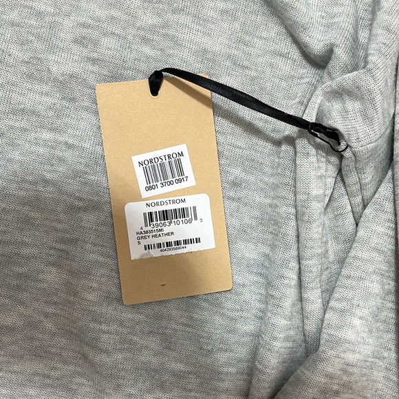 Halogen Heather Gray Bell Sleeve Sweater with Black and Red Ties at Sleeve SZ S - Picture 6 of 10